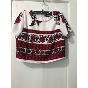 Red And White Crop Top & Shorts